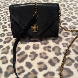 Tory Burch Black Leather Chain-Accent Crossbody